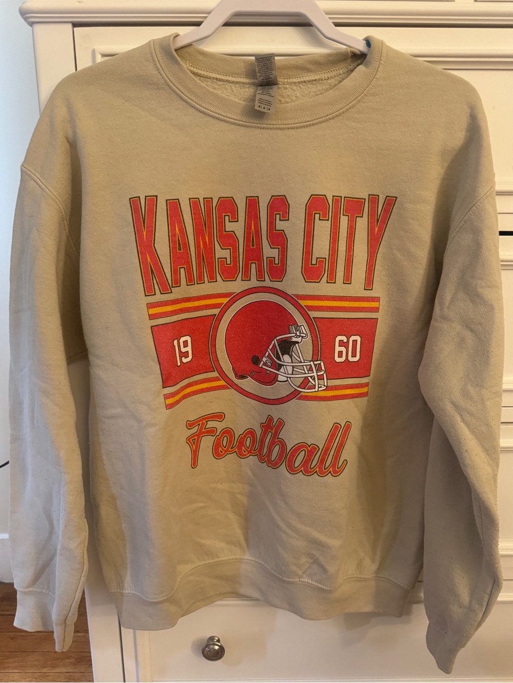 Kansas City Chiefs NFL Football Vintage Inspired Crewneck Sweatshirt - Beige